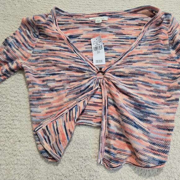 American Eagle Outfitters Space Dye Long Sleeve Knit Crop Top Sweater Sz S Boho - Picture 6 of 12